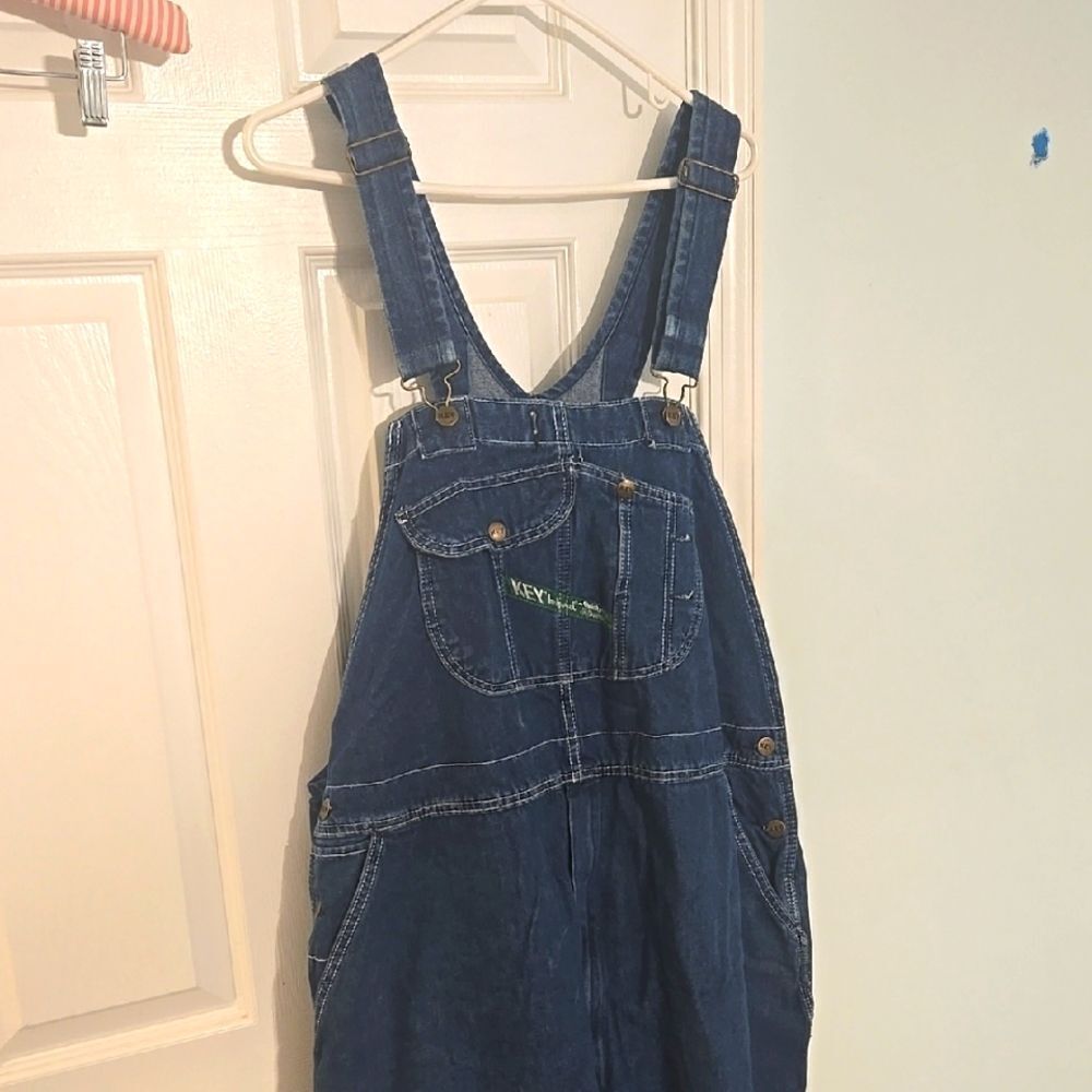 Vintage old key Blue Denim Overalls